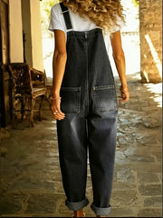 Women's Casual Denim Jumpsuit With Adjustable Buckle