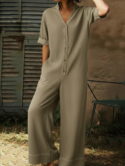 Women's Casual Denim Wide-leg Jumpsuit