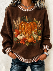 Casual Maple Leaf Crew Neck Long Sleeve Sweatshirt