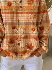 Casual Floral Crew Neck Long Sleeve Sweatshirt