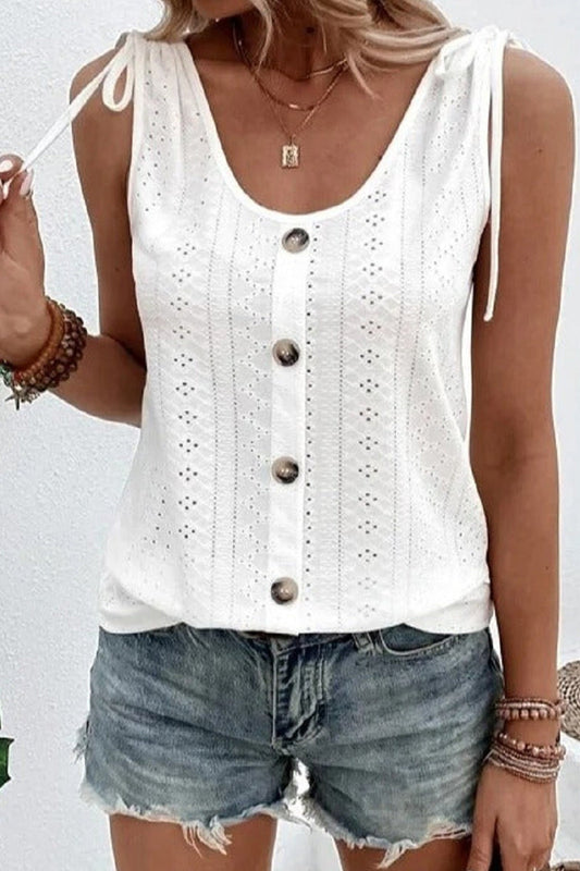 Casual Loose Round Neck Plain Sleeveless Tank Top