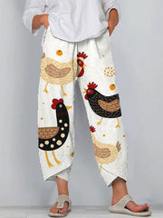 Women's Funny Chick Art Print Casual Cotton Wide Leg Jumpsuit