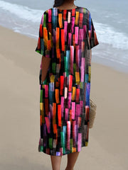 Women's Abstract Geometric  Art Print Casual Flowy Dress