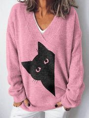 Women's Vintage Cat Knit Sweater