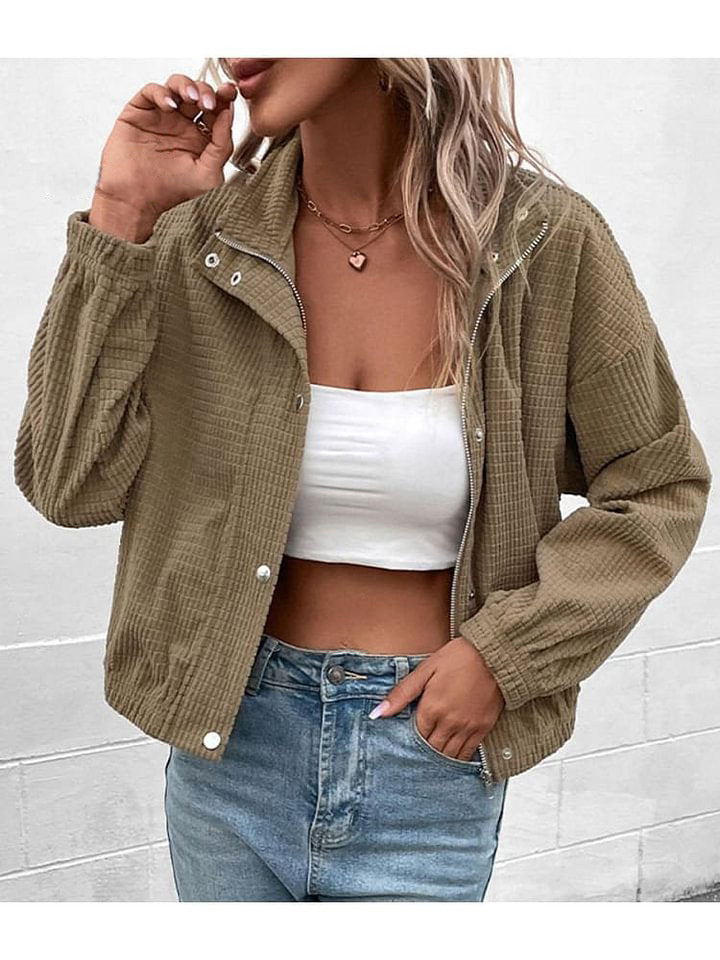New Autumn and Winter Stand Collar Jacket Corduroy European and American Short Women's Coat
