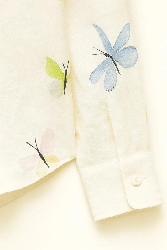 Casual Butterfly Printed Buttoned Shirt