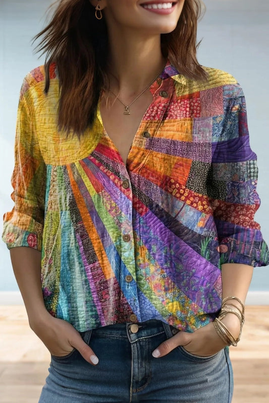 Women's Sun Floral Boho Casual Colorful Sun Women Shirt
