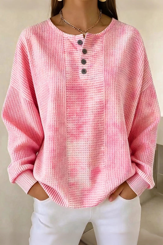 Casual Striped Waffle Sweatshirt
