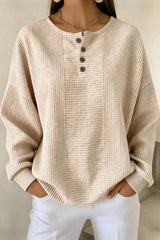 Casual Striped Waffle Sweatshirt