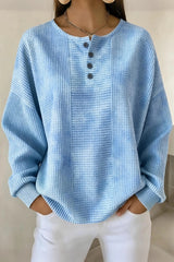Casual Striped Waffle Sweatshirt