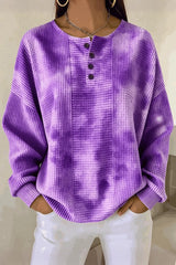 Casual Striped Waffle Sweatshirt
