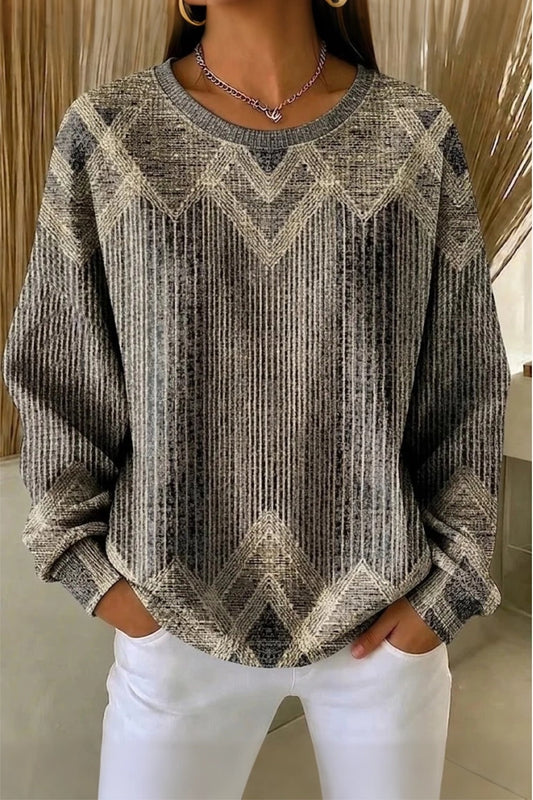 Casual Crew Neck Abstract Sweatshirt Printing
