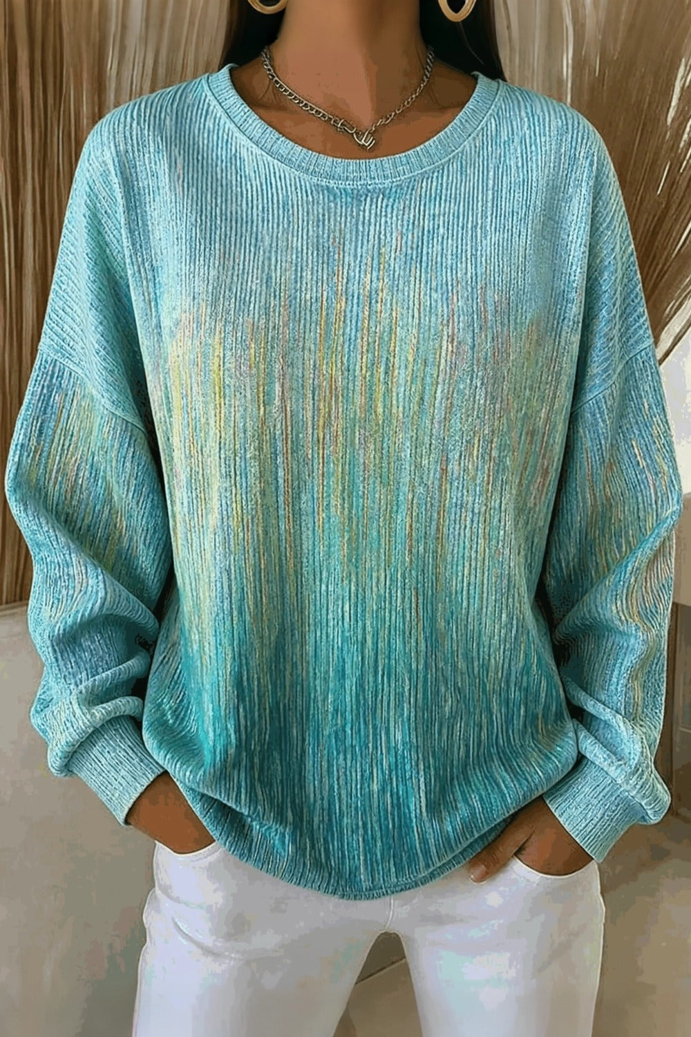 Casual Abstract Crew Neck Long Sleeve Sweatshirt