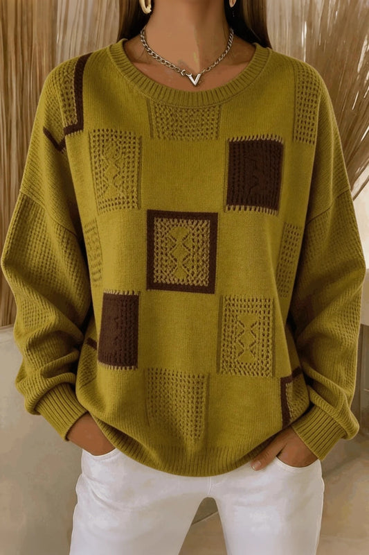 Vintage Multicolor Block Crew Neck Long Sleeve Sweatshirt