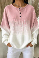 Women Casual Abstract Henley Collar Long Sleeve Sweatshirt