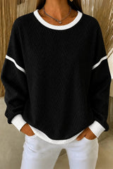 Women Casual Geometric Crew Neck Long Sleeve Blue Sweatshirt