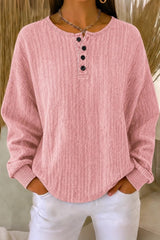 Women Casual Plain Henley Collar Long Sleeve Sweatshirt