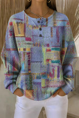Women Casual Abstract Crew Neck Long Sleeve Sweatshirt