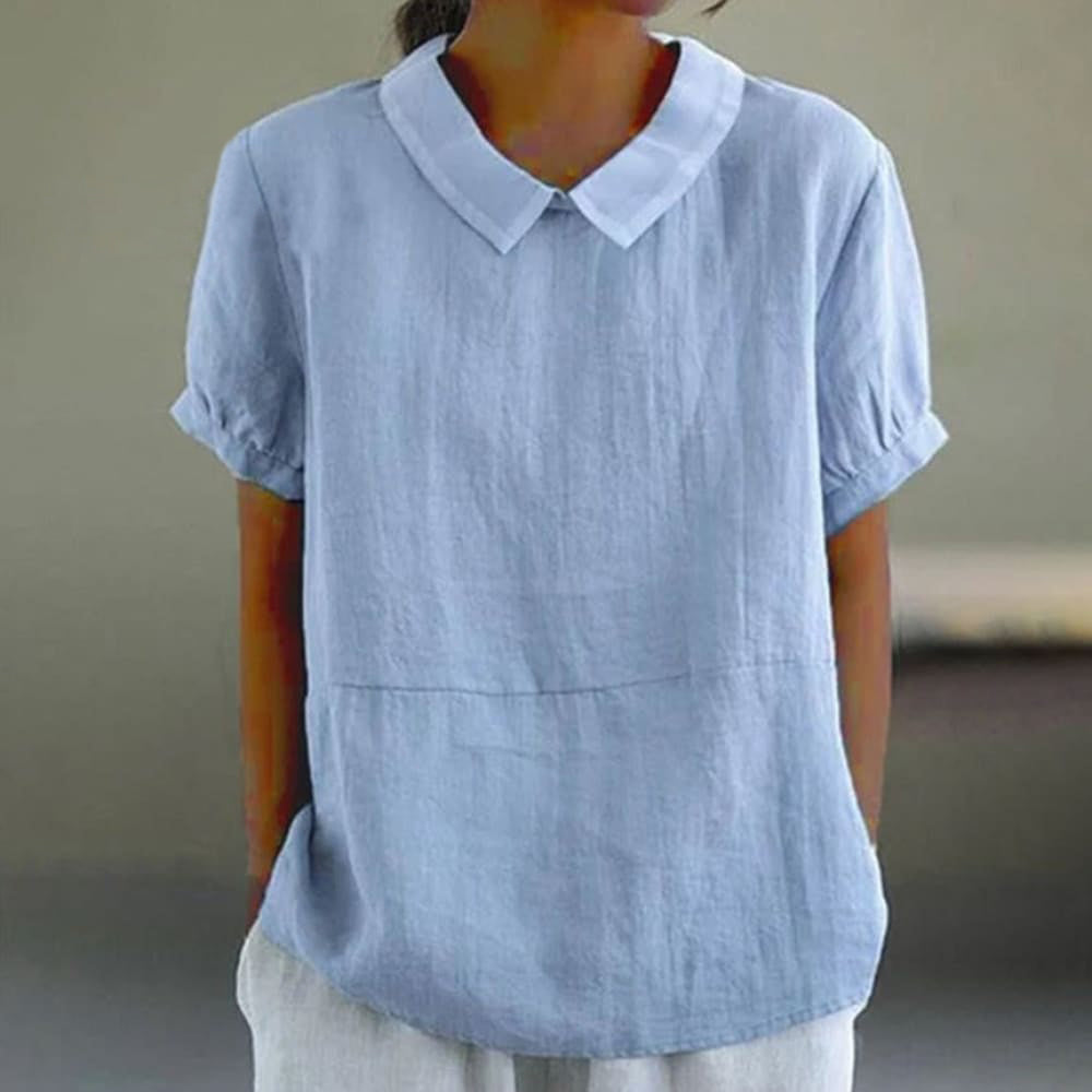 Plain Short Sleeve Round Neck Top
