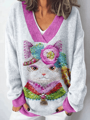 Women's Vintage Cat Knit Sweater