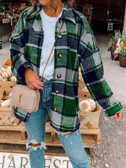 Large Plaid Shirt Women's Woolen Coat