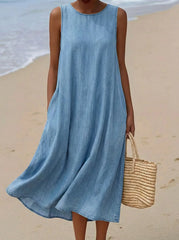 Women's Casual Denim Sleeveless Dress