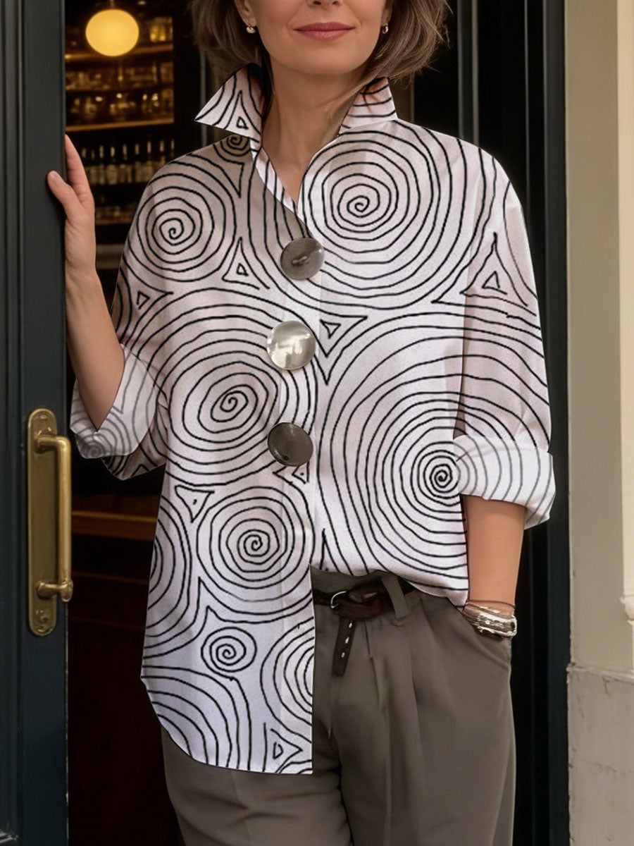 Women's Geometric Print Simple Cotton Shirt