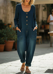 CLEARANCE🔥 Women's Casual Cotton Long Sleeves and Denim Jumpsuit