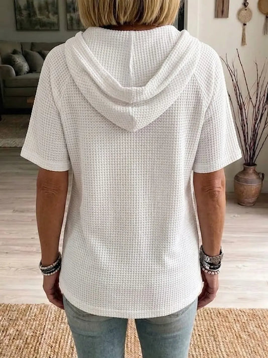 Women's Soft Waffle Knit Hooded Top