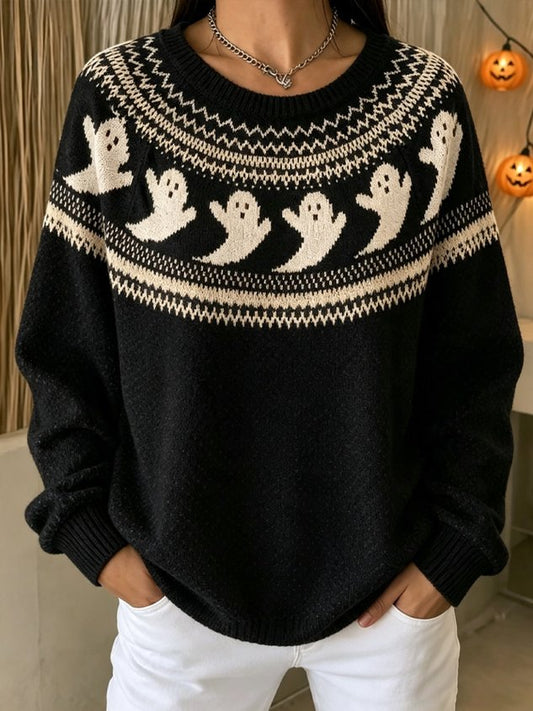 Casual Halloween Crew Neck Long Sleeve Sweatshirt