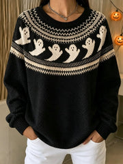 Casual Halloween Crew Neck Long Sleeve Sweatshirt