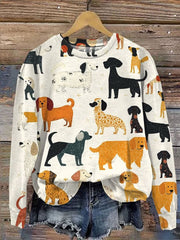 Funny Dog Art Print Casual Sweatshirt
