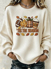 Casual Text Letters Crew Neck Long Sleeve Sweatshirt