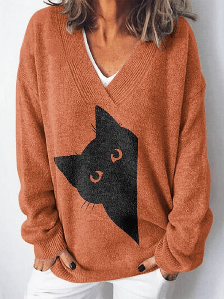 Women's Vintage Cat Knit Sweater