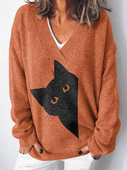 Women's Vintage Cat Knit Sweater