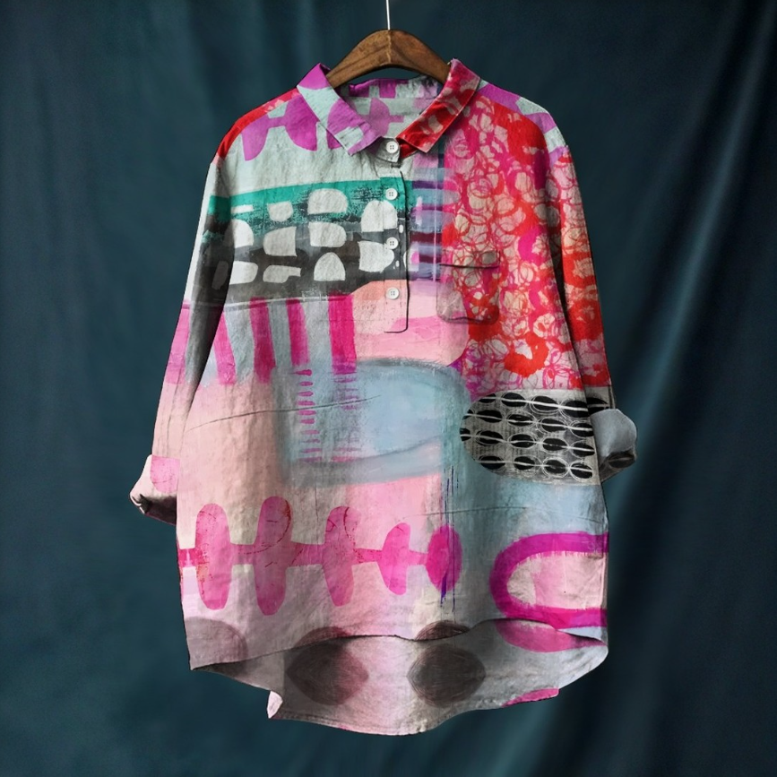 Pink & Gray Abstract Design Shirt