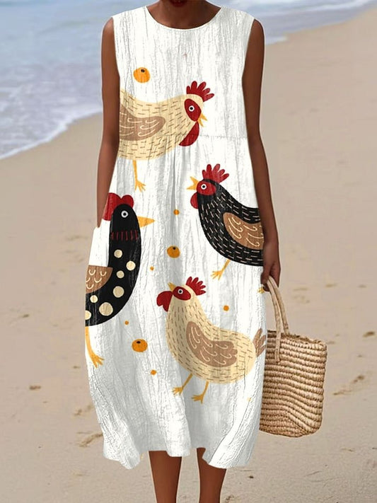 Women's Funny Chick Art Print Casual Cotton Wide Leg Jumpsuit