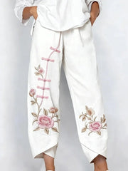 Women Floral Capris Pants Vintage Summer Trousers