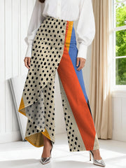 Women's Vintage Geometry Patterns Print High-waisted Relaxed Fit Wide-leg Jeans With A Stylish Design