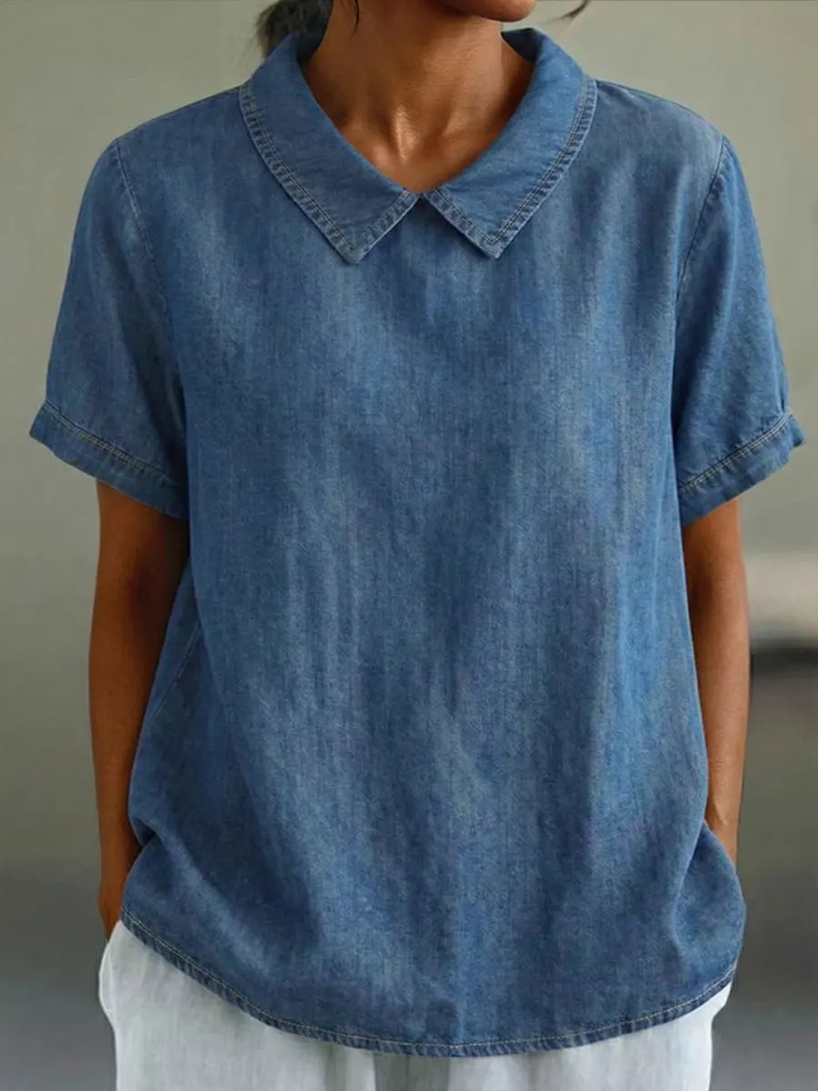 Women's Casual Denim Short-Sleeve Top