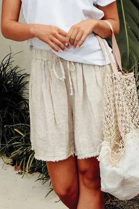 Casual Solid Color with Pockets Sashes Shorts
