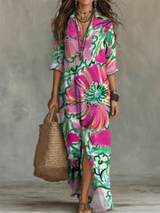 Women's Flower Pattern-printed Casual Long Dress