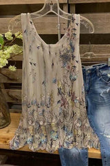 Floral Print Casual Sleeveless Tank Top