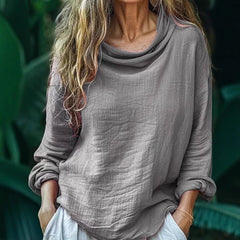 Women's Bohemian Linen Simple Casual Long-sleeve Top Shirt