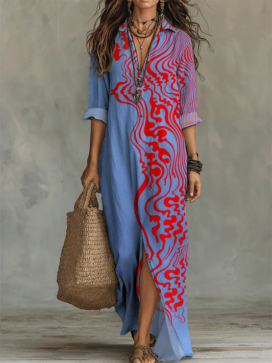 Women's Stripes Pattern-printed Casual Long Dress