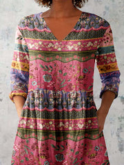 Women's Pellis Pattern   V-neck Top