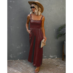 Smocked Pocketed Jumpsuit In Orenge