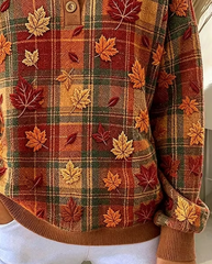 Vintage Geometric Henley Collar Long Sleeve Sweatshirt