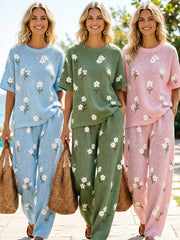 Women's Waffle Casual Two-Piece Set