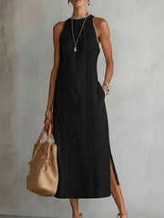 Retro Cozy Lace Minimalist Linen Dress